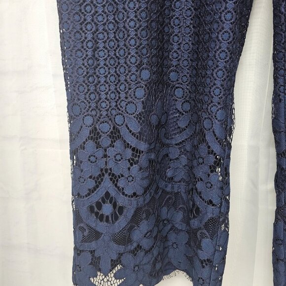 Isaac Mizrahi Live Navy Blue Crochet Lace Pants Boho Crop Festival 1X - Picture 3 of 11
